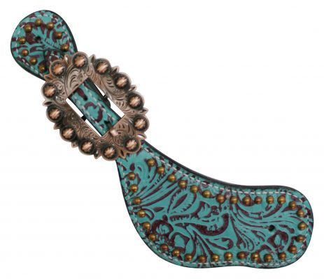 Showman™ Ladies Size Leather Spur Straps with Filigree Print.