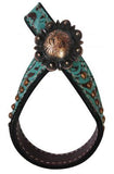Filigree Leather Tie down Keeper with Copper Colored Concho and Studs