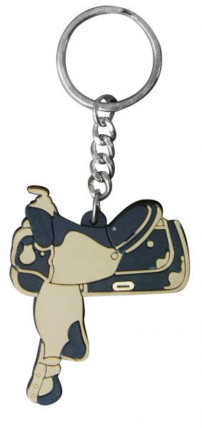Showman ® Rubber western saddle keychain.