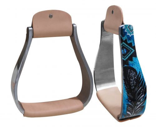 Showman ® Holographic feather print stirrup