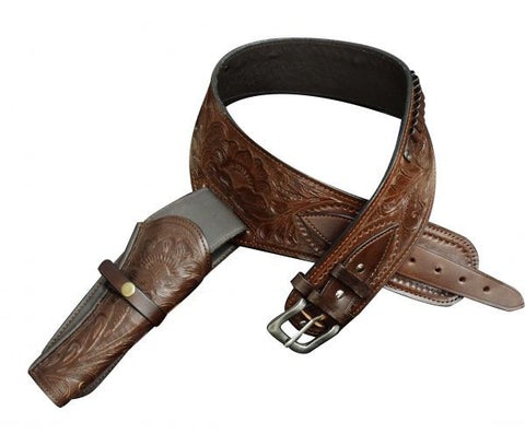 TOOLED LEATHER HOLSTER, Western Reenactment Costume, Tooled Western  Holster, Cowboy Holster and Belt, Horse Head Belt Buckle. Free Shipping 