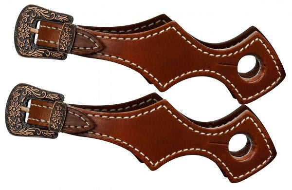 Showman ® scalloped slobber straps with antique buckles.