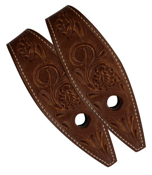 Showman ® floral tooled leather slobber straps.