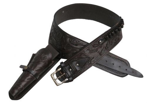 Showman ® 38/357 Caliber Dark oil tooled leather Western gun holster and belt.