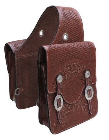 Showman ® Floral and basket tooled saddle bag