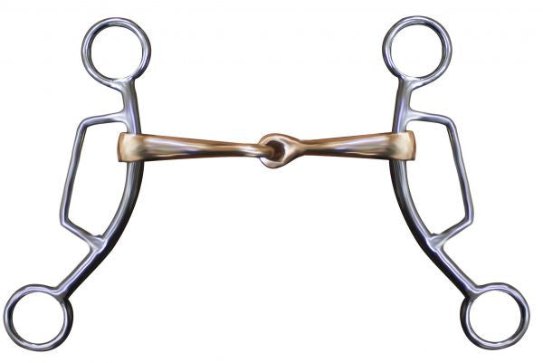 Showman™ stainless steel sliding gag bit with 7" shanks.  5" copper mouth.