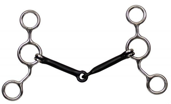 Showman™ stainless steel JR Cow-horse bit with 5 1/4" shanks.  5 1/4" sweet iron mouth.
