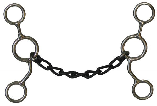 Showman™ stainless steel JR Cow-horse bit with 5" cheeks.  5" sweet iron chain mouth.