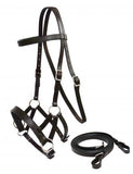 Showman ® Leather bitless bridle with reins.