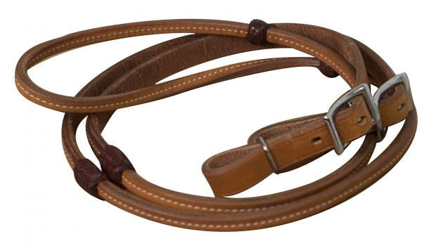 Showman ® 8ft Argentina cow leather reins with burgundy braided rawhide accents.