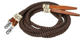 Showman ® 8ft rolled nylon split reins with leather poppers.