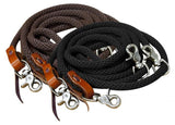 Showman ® 11 ft round braided nylon draw reins.