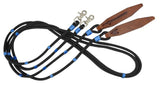 Showman ® 8ft braided nylon reins with large leather poppers.