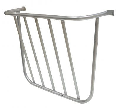 Aluminum wall mount hay rack. Measures 28" wide and 25" tall. Made in USA. Shipped in lots of 3 or more.