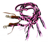 Showman ® 8 ft braided nylon reins with tassels.