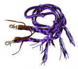 Showman ® 8 ft braided nylon reins with tassels.