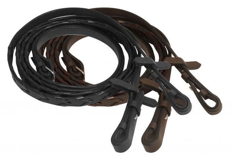 60" Laced leather English reins with sewn rein stoppers