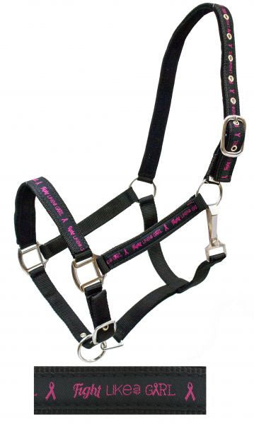 Showman " Fight like a girl" pink ribbon overlay halter