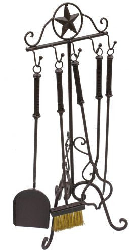 Star motif fire place stand and tools