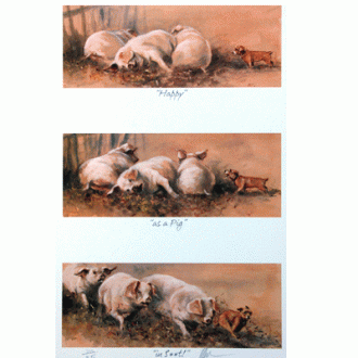 Sally Mitchell Fine Art Dog Prints - Happy as a Pig in S**t