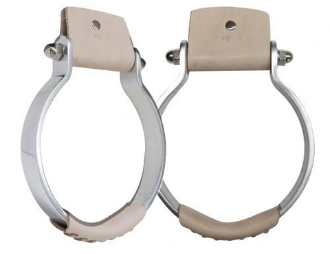 Showman ® Aluminum Oxbow stirrup with leather covered tread.