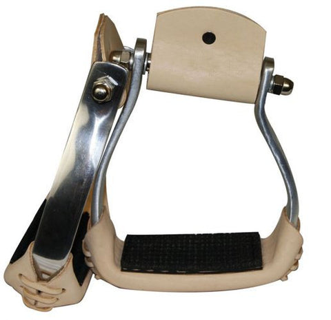 Showman™ lightweight angled aluminum stirrups with rubber grip tread.