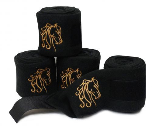 Black fleece polo wraps with embroidered horse