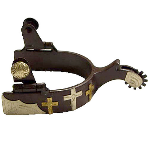Western Show Spur with Engraved Crosses