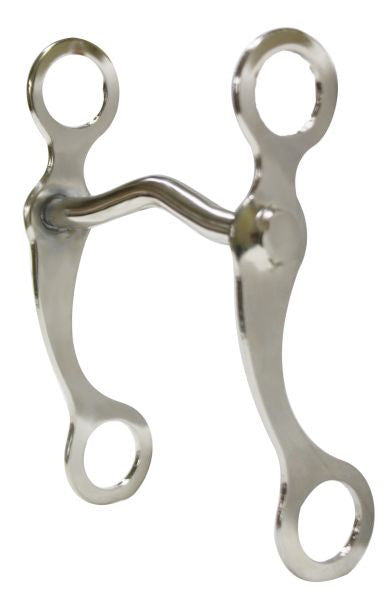 Chrome plated horse grazing bit with 7.5" cheeks with chrome plated 5" medium port mouth piece.