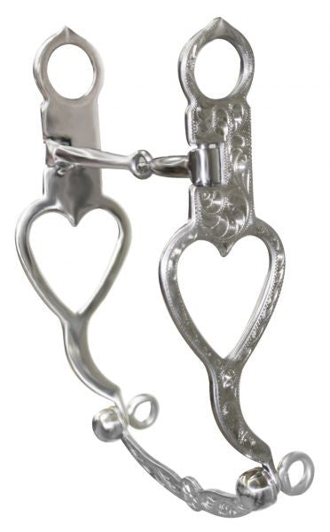 Showman™ stainless steel bit with fully engraved with open heart on 8.5" cheeks.