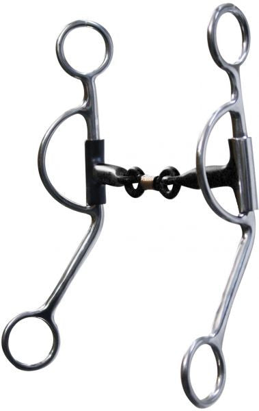 Showman™ stainless steel sweet iron training snaffle with copper wrapped dogbone 5-1/4" mouth and 7-3/4" cheek.