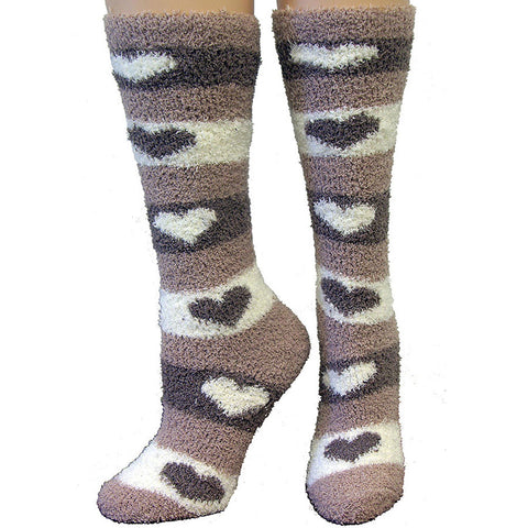 Fuzzy Comfy Heart Design Ladies Socks