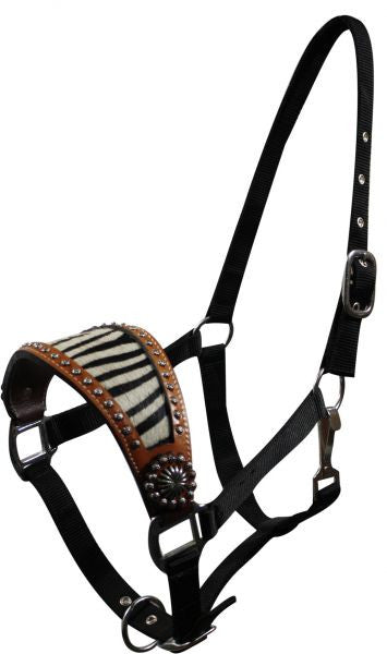 Showman adjustable nylon bronc halter with nickle plated hardware and eyelets