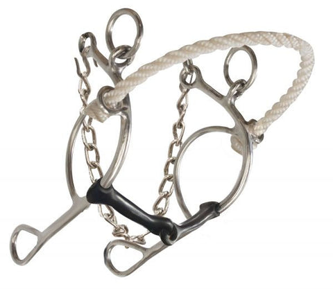 Showman ® stainless steel, rope nose combination but with broken sweet iron mouth.