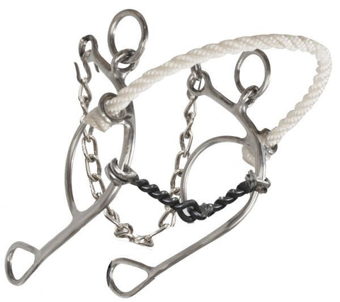 Showman ® stainless steel, rope nose combination but with twisted sweet iron mouth.
