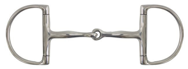 Showman ® stainless steel D-ring bit with 5" snaffle mouth and large 4" cheeks.