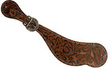 Ladies printed cowhide Filigree spur straps. Light weight and easy to adjust.
