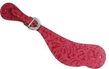 Ladies printed cowhide Filigree spur straps. Light weight and easy to adjust.