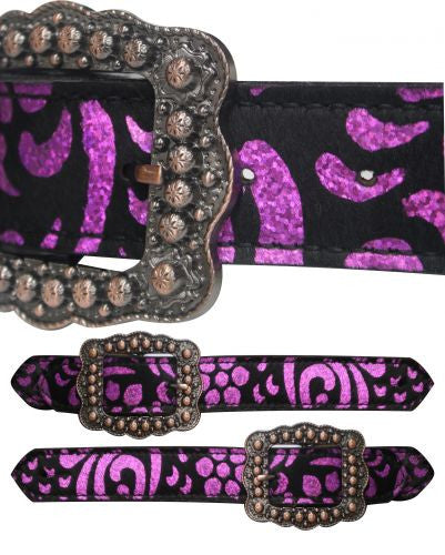 Showman ® Ladies Size Metallic Paisley Print Belt Spur Straps.