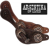 Showman® Ladies Size Argentina Cow Leather Celtic Knot Spur Straps.
