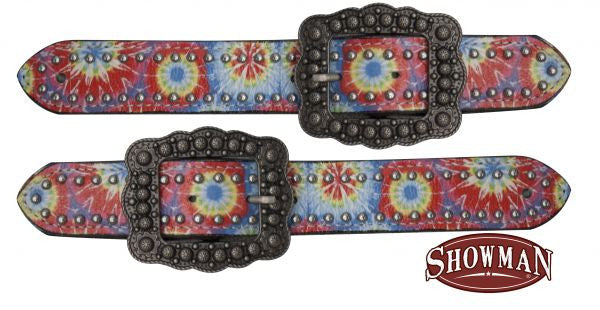 Showman ® Ladies size tie dye print belt spur straps.