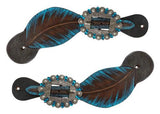Showman ® Hand painted feather spur straps.