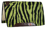 Showman™ 32x32 zebra print saddle pad. New Zealand wool with Kodel fleece bottom with side and top wear leathers