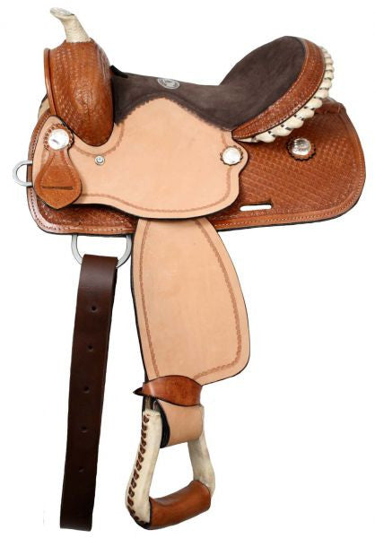 12" Double T  Youth saddle with suede leather seat.