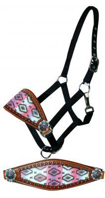 Showman Adjustable nylon bronc halter with pastel Navajo diamond noseband