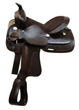 12" Economy western saddle with basket weave tooling and silver conchos.
