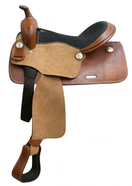 16" Economy western saddle with rough out fenders and jockeys.