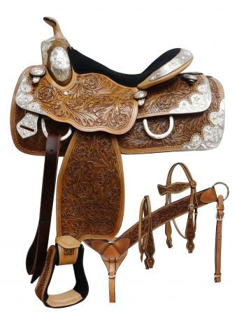 16" Fully tooled Double T Show saddle set.