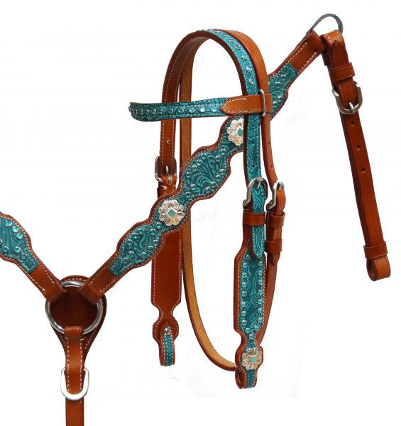 Showman ® Pony size filigree overlay headstall and breast collar set.