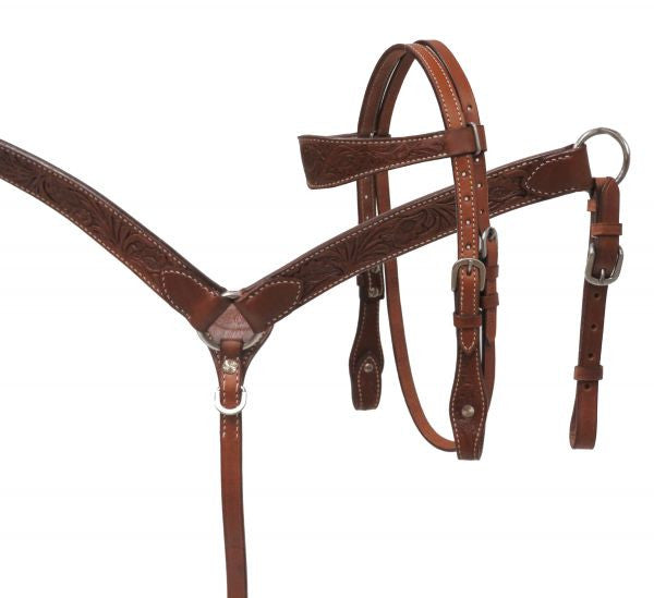 Showman ® MINI floral tooled headstall and breast collar set.